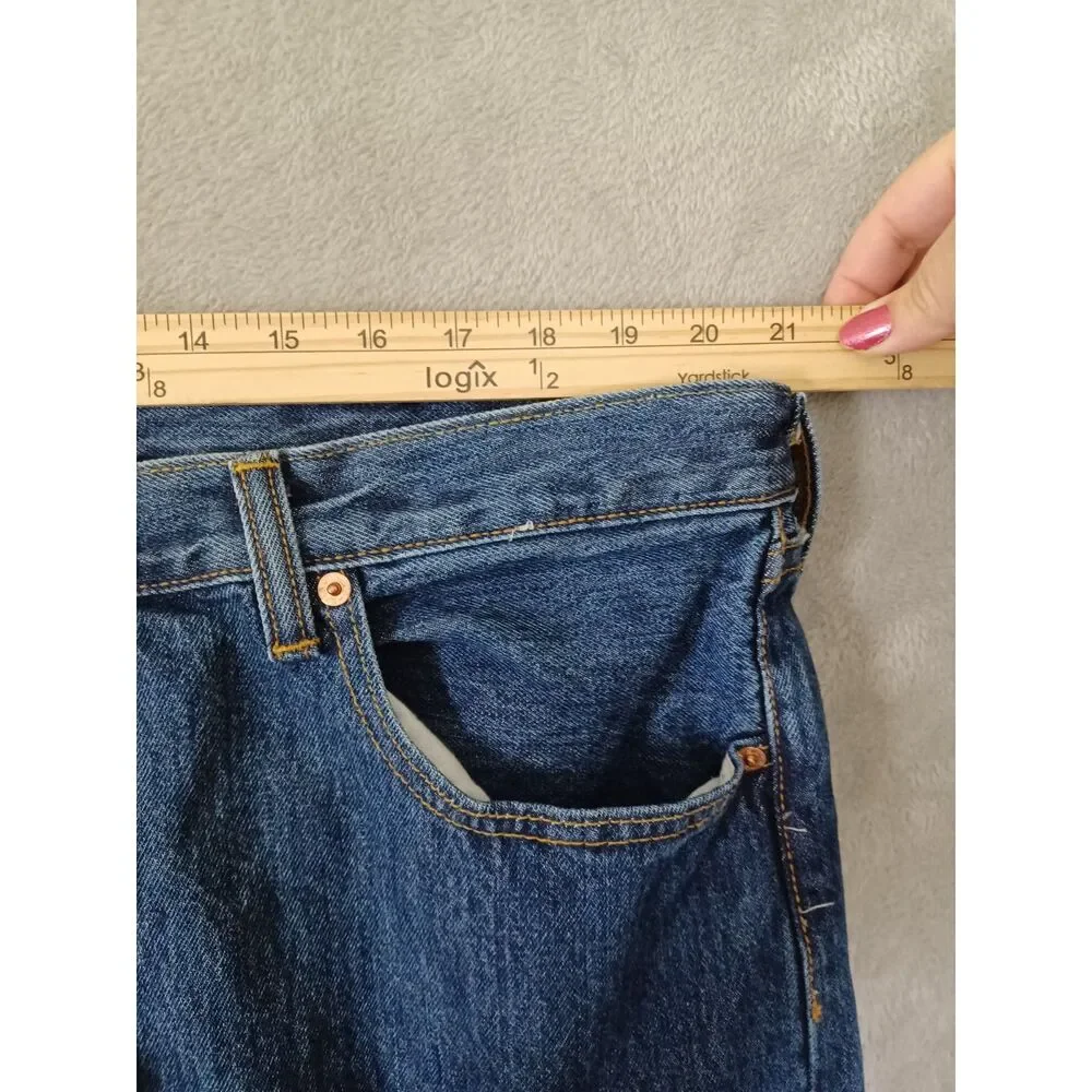 Levis‎ 501 Mens Jeans 42x30 Original Fit Straight Leg Button Fly Dark Wash New